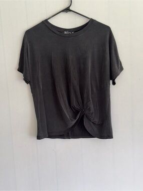 Miss Chievous Black Short Sleeve Knot-Front Tee
